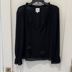 MISA Black Pleated Women's Top